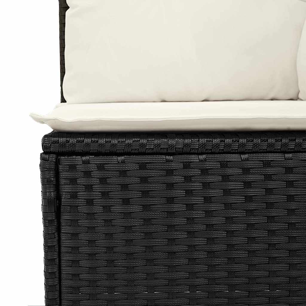 Garten-Sofa-Set mit Speicher 7 pcs Schwarz Poly Rattan